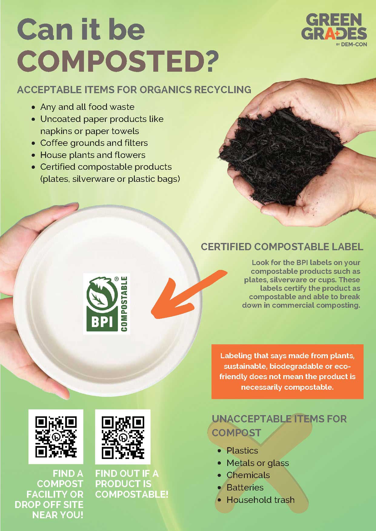 A quick cheat sheet on what can and cannot be composted